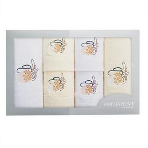 Zestaw bawełnianych ręczników z haftem Biało-Kremowy ALEMI
