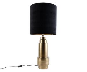 Tafellamp brons velours kap zwart met goud 40 cm - Bruut Oswietlenie wewnetrzne