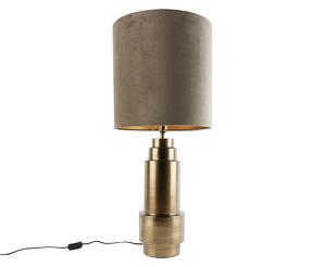 Tafellamp brons velours kap taupe met goud 40 cm - Bruut Oswietlenie wewnetrzne