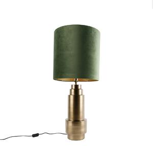 Tafellamp brons velours kap groen met goud 40 cm - Bruut Oswietlenie wewnetrzne