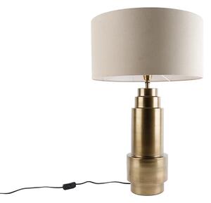 Tafellamp brons stoffen kap lichtbruin 50 cm - Bruut Oswietlenie wewnetrzne