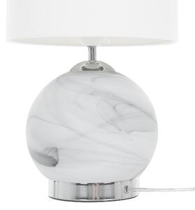Lampka stołowa nocna szklana efekt marmuru 40 cm okrągły abażur biała Uele Beliani