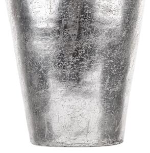 Wazon dekoracyjny srebrny z połyskiem ceramiczny okrągły 48 cm vintage Lorca Beliani