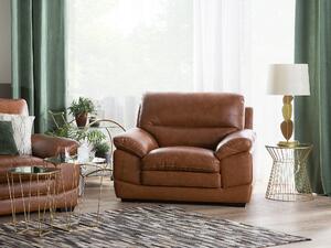 Tapicerowany fotel skórzany w stylu retro brązowy Horten Beliani