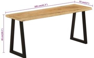 Ławka z naturalną krawędzią drewna, 105 cm, lite drewno mango