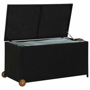 Skrzynia ogrodowa, czarna, 120x65x61 cm, rattan pe