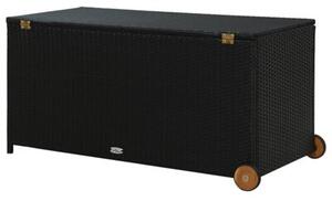Skrzynia ogrodowa, czarna, 120x65x61 cm, rattan pe