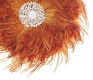 Dekoracja ścienna pióra naturalne muszelki 40 cm pomarańczowa styl boho Juju Beliani