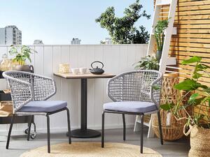 Rustykalny stolik ogrodowy kwadratowy 60x60 cm drewniany blat czarna noga Palmi Beliani