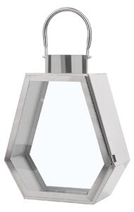 Lampion dekoracyjny srebrny glam metalowy przeszklony z uchwytem 46 cm Corsica Beliani