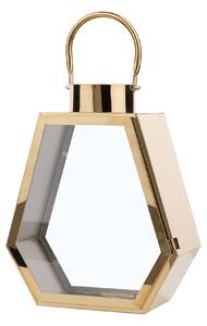 Lampion dekoracyjny mosiężny glam metalowy przeszklony z uchwytem 46 cm Corsica Beliani