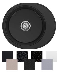 Zlew okrągły jednokomorowy krótki ociekacz 50 cm Sink Quality Ovion + syfon