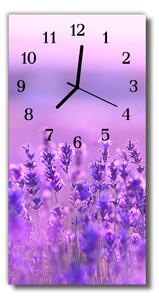Zegar Szklany Pionowy Kwiaty Lawenda pole purpurowy