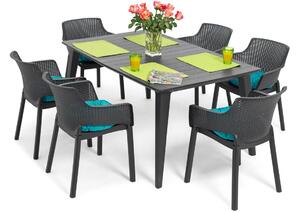 Meble ogrodowe stół LIMA i 6 krzeseł EVA - grafitowe