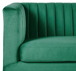 Sofa 3-osobowa zielona tapicerowana welurowa ozdobne przezroczyste nóżki Arvika Beliani