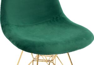 Krzesło tapicerowane welurowe VIOLET Gold - ciemnozielone