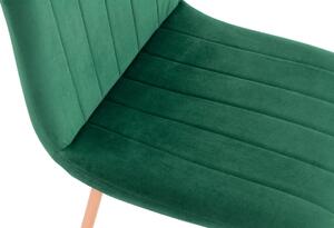 Krzesło welurowe SOFIA Gold - zieleń butelkowa