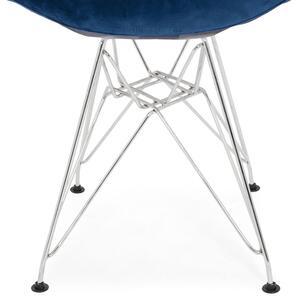 Krzesło tapicerowane welurowe VIOLET Silver -granatowe