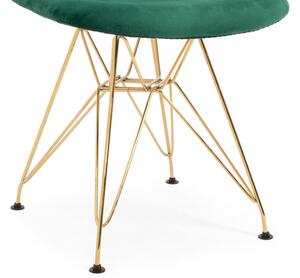 Krzesło tapicerowane welurowe VIOLET Gold - ciemnozielone