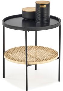 Mały metalowy stolik KAMPA z rattanem naturalnym - czarny