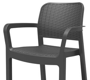 Meble ogrodowe 6-osobowe krzesła BELLA + stół MELODY - grafit