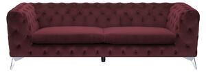 Sofa welurowa 3-osobowa pikowana chesterfield ciemnoczerwona do salonu Sotra Beliani