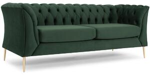 Sofa 2-osobowa w stylu angielskim Chesterfield - ciemnozielony