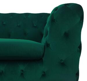 Sofa welurowa 3-osobowa pikowana chesterfield zielona nowoczesna do salonu Sotra Beliani