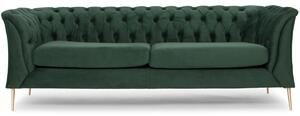 Pikowana sofa 2,5 osobowa Chesterfield - ciemnozielony