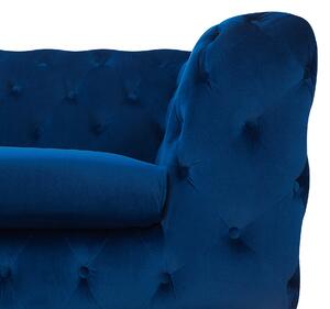 Sofa welurowa 3-osobowa pikowana chesterfield ciemnoniebieska do salonu Sotra Beliani