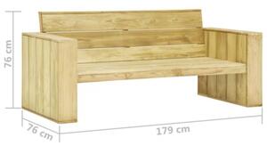 Ławka ogrodowa z kremowymi poduszkami, 179 cm, drewno sosnowe