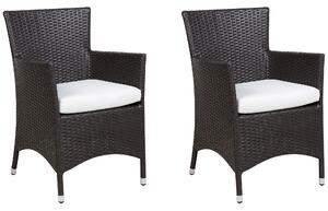 Zestaw 2 nowoczesnych krzeseł ogrodowych z rattanu brązowe Italy Beliani