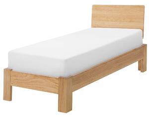 Drewniane łóżko rama 90x200 ze stelażem i wezgłowiem jasne drewno sosnowe Royan Beliani