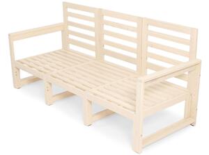 Duża kanapa ogrodowa z drewna MALTA 3-osobowa biały/szary