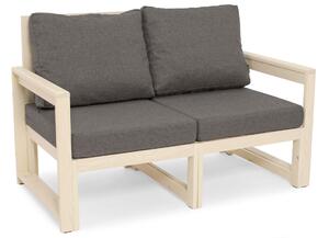 Drewniana sofa MALTA 2-osobowa biały/grafit