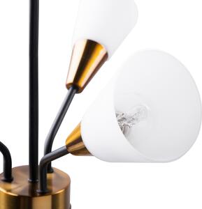 Lampa sufitowa wisząca metalowa biało-złota 6 kloszy mleczne szkło 133 cm Aroyo Beliani