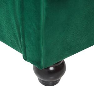 Łóżko welurowe zielone 160 x 200 pikowane wezgłowie ze stelażem brązowe nóżki Avallon Beliani