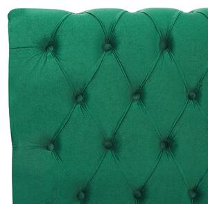 Łóżko welurowe zielone 160 x 200 pikowane wezgłowie ze stelażem brązowe nóżki Avallon Beliani