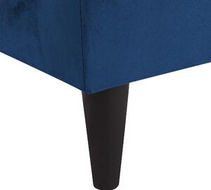 Lewostronny welurowy szezlong z pojemnikiem niebieski glamour salon Luiro Beliani