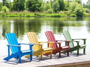 Krzesło imitacja drewna ogrodowe na ganek z podłokietnikami niebieskie Adirondack Beliani