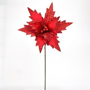 Świąteczny kwiat błyszczący czerwony, 50 x 32 cm