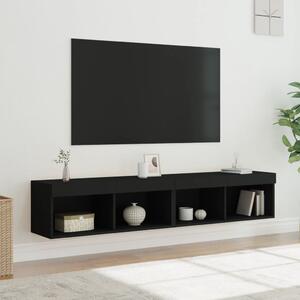 Szafki TV, z LED, 2 szt., czarne, 80x30x30 cm