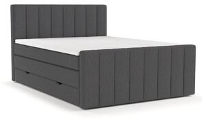 Szare łóżko boxspring ze schowkiem 140x200 cm Ruby – Maison de Rêve