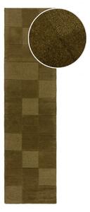 Wełniany chodnik tkany ręcznie w kolorze khaki 60x230 cm Checkerboard – Flair Rugs