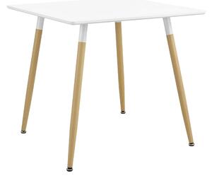 In And OutdoorMatch Stół do jadalni Square Ferne - MDF i stal - 80x80x74 cm - Nowoczesny design - Kolory biały i drewno