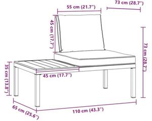 Ławka ogrodowa z poduszkami, czarna, aluminium