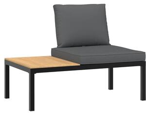 Ławka ogrodowa z poduszkami, czarna, aluminium