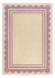 Fioletowo-naturalny wełniany dywan tkany ręcznie 160x230 cm Lois Scallop – Flair Rugs