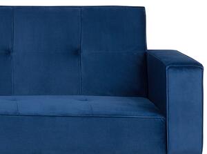 Retro sofa kanapa 3-osobowa rozkładana tapicerowana welurowa niebieska Visnes Beliani