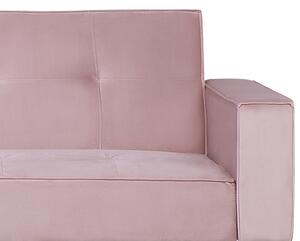 Retro sofa kanapa 3-osobowa rozkładana tapicerowana welurowa różowa Visnes Beliani